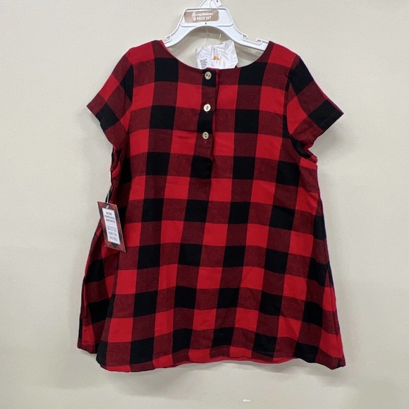 NWT Tommy Bahama red black buffalo plaid Tunic Top girl sz 8 & Hair Bows Charity - Picture 2 of 8